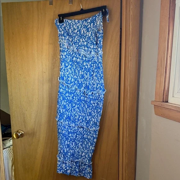 Blue Floral One-Shoulder Dress - Picture 2 of 2